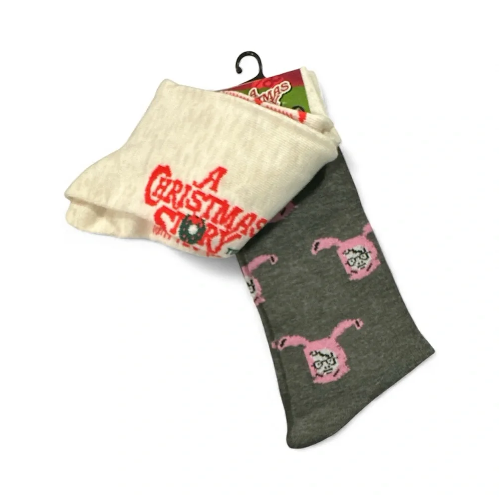 A Christmas Story Men's Socks - 2 pairs• Ivory and Gray